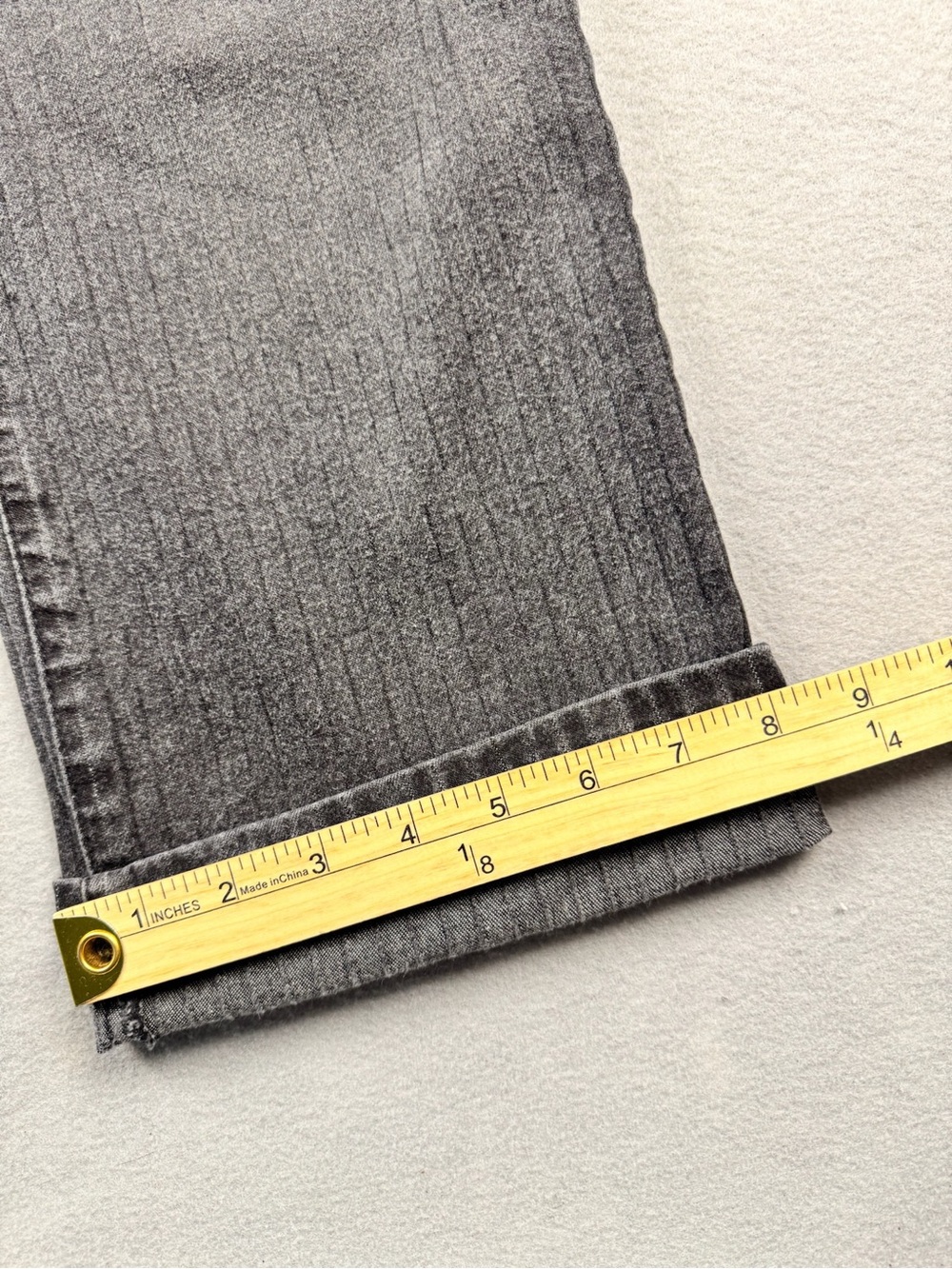 Lauren Jeans Co Gray White Pinstripe Womens 16 Straight Leg Denim Ralph Lauren - Picture 12 of 14